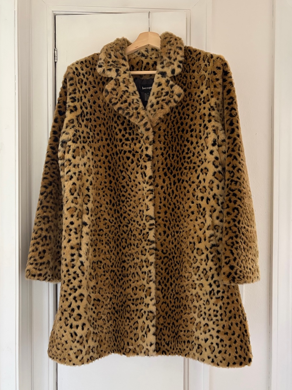 Incognita Faux Fur Leopard Coat Small